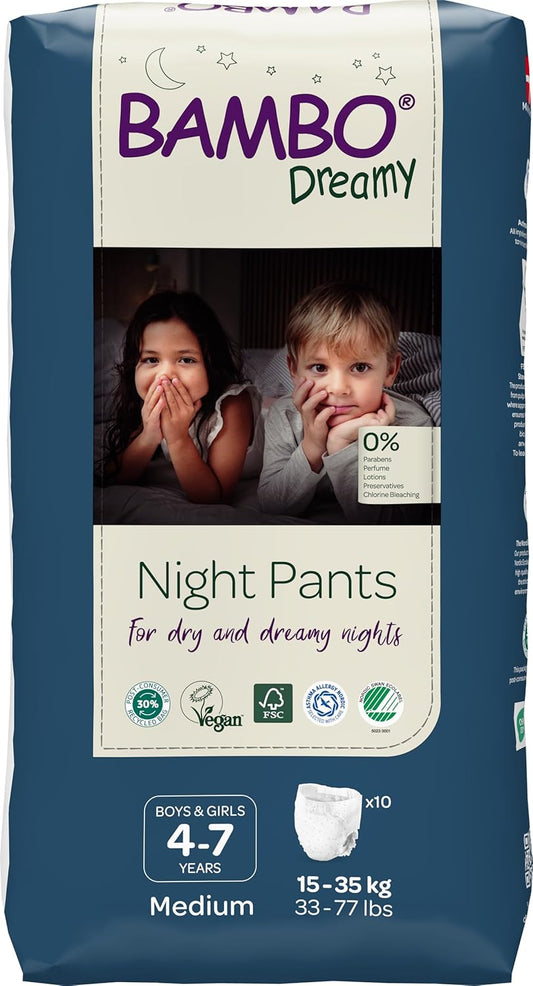 Bambo Nature Dreamy Night Pants for 4-7 yrs: Secure & Cozy! 10ct
