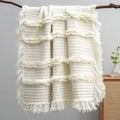 Ultra Soft Pre-Washed Quilted Boho Cream Twin Size Blanket - Ruffle