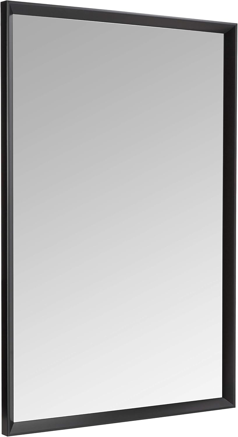 Rectangular Wall Mount Mirror 24x36 in Black with Peaked Trim