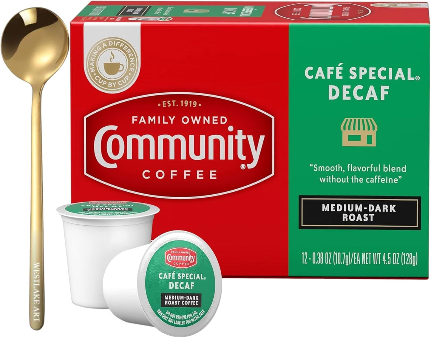 Medium-Dark Decaf K-Cups, Rich Flavor, Family-Owned, 12-Pack