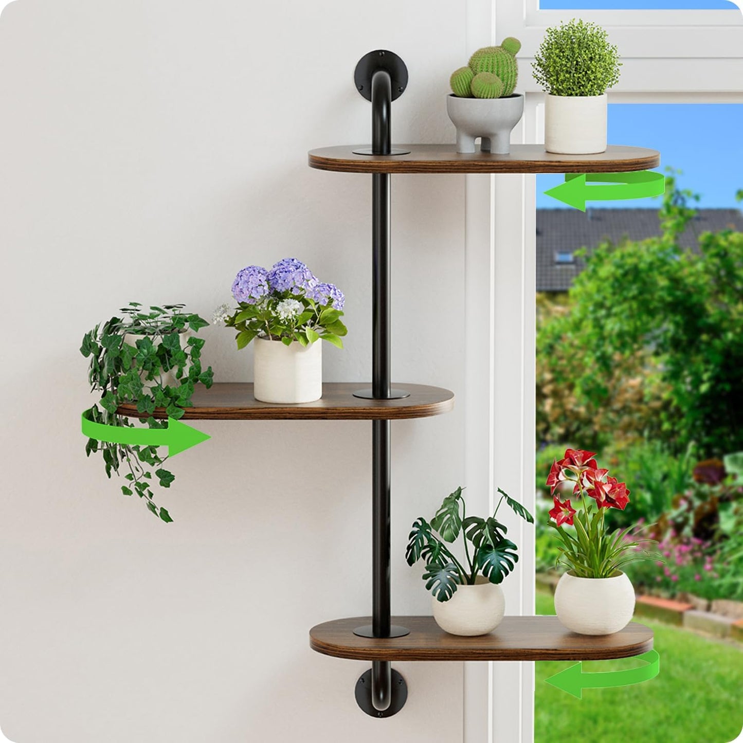 Rotating Window Plant Shelves 3-Tier for Indoor Home Decor