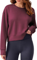 PINSPARK Soft Crewneck Cropped Sweatshirt for Women - Lightweight