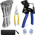 2025 Upgraded Stainless Steel Cable Tie Gun with 200 Metal Zip Ties