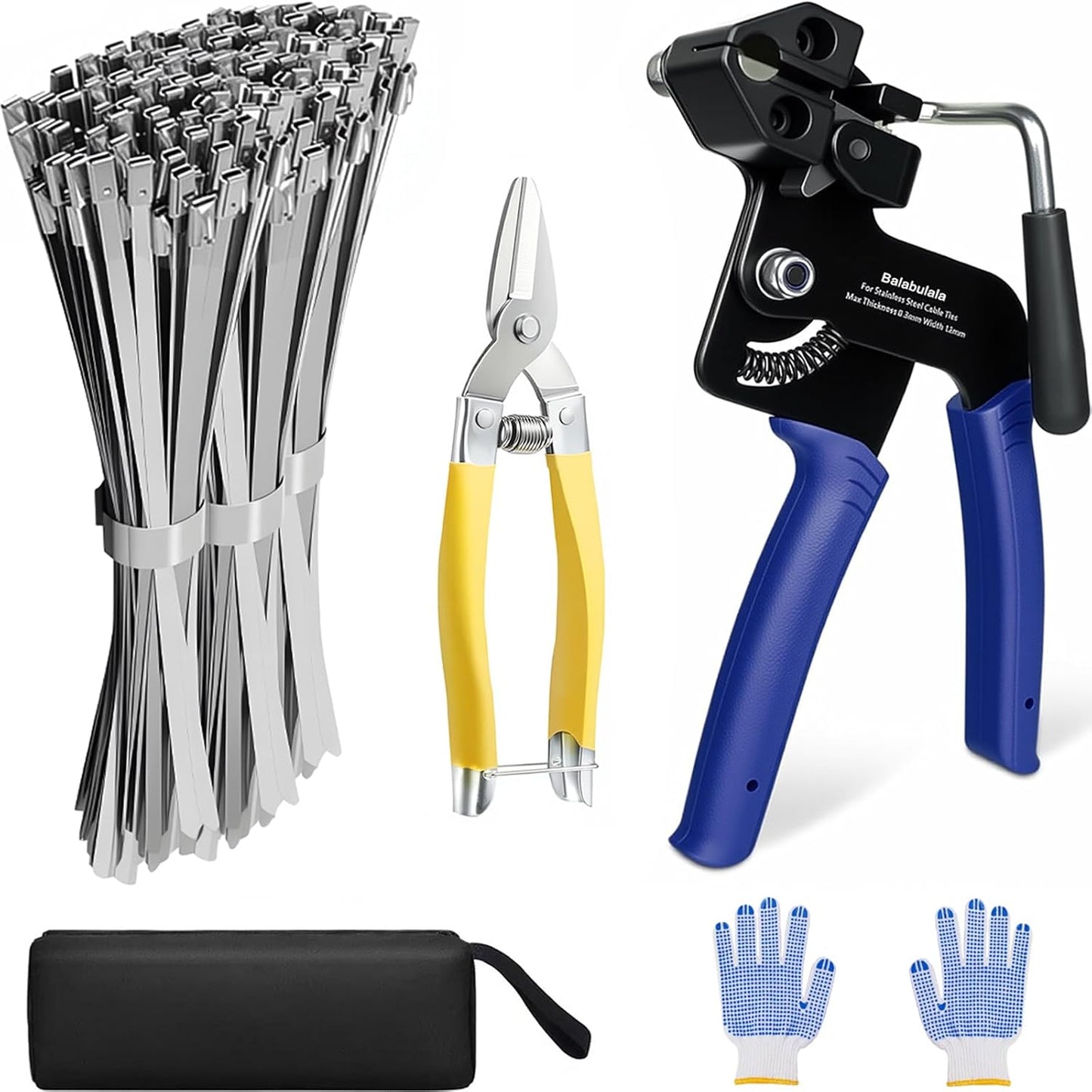 2025 Upgraded Stainless Steel Cable Tie Gun with 200pcs Ties