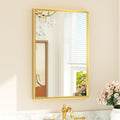 Brushed Gold Bathroom Mirror 20 x 30 in - Beveled Brass Frame