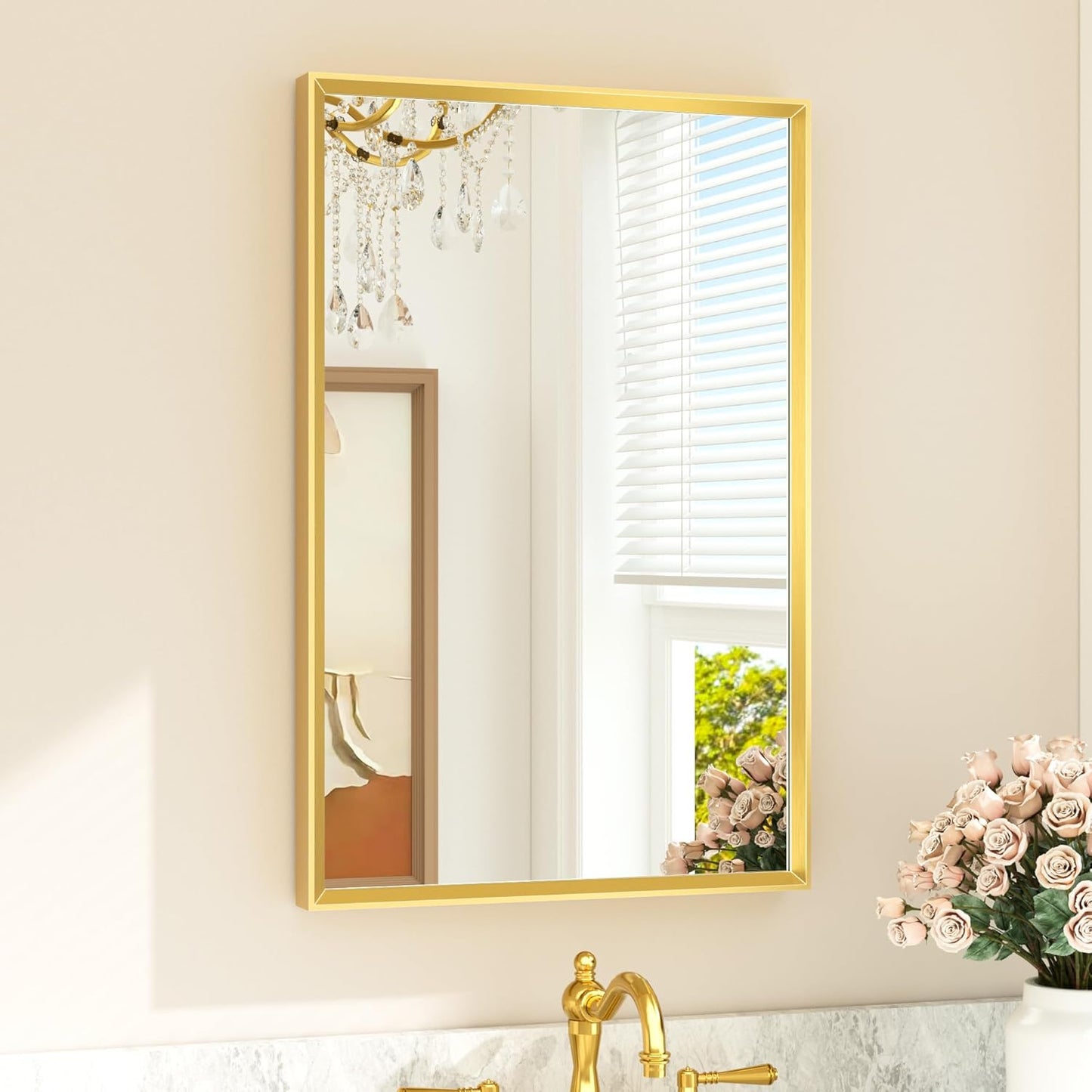Brushed Gold Bathroom Mirror 20 x 30 for Elegant Spaces