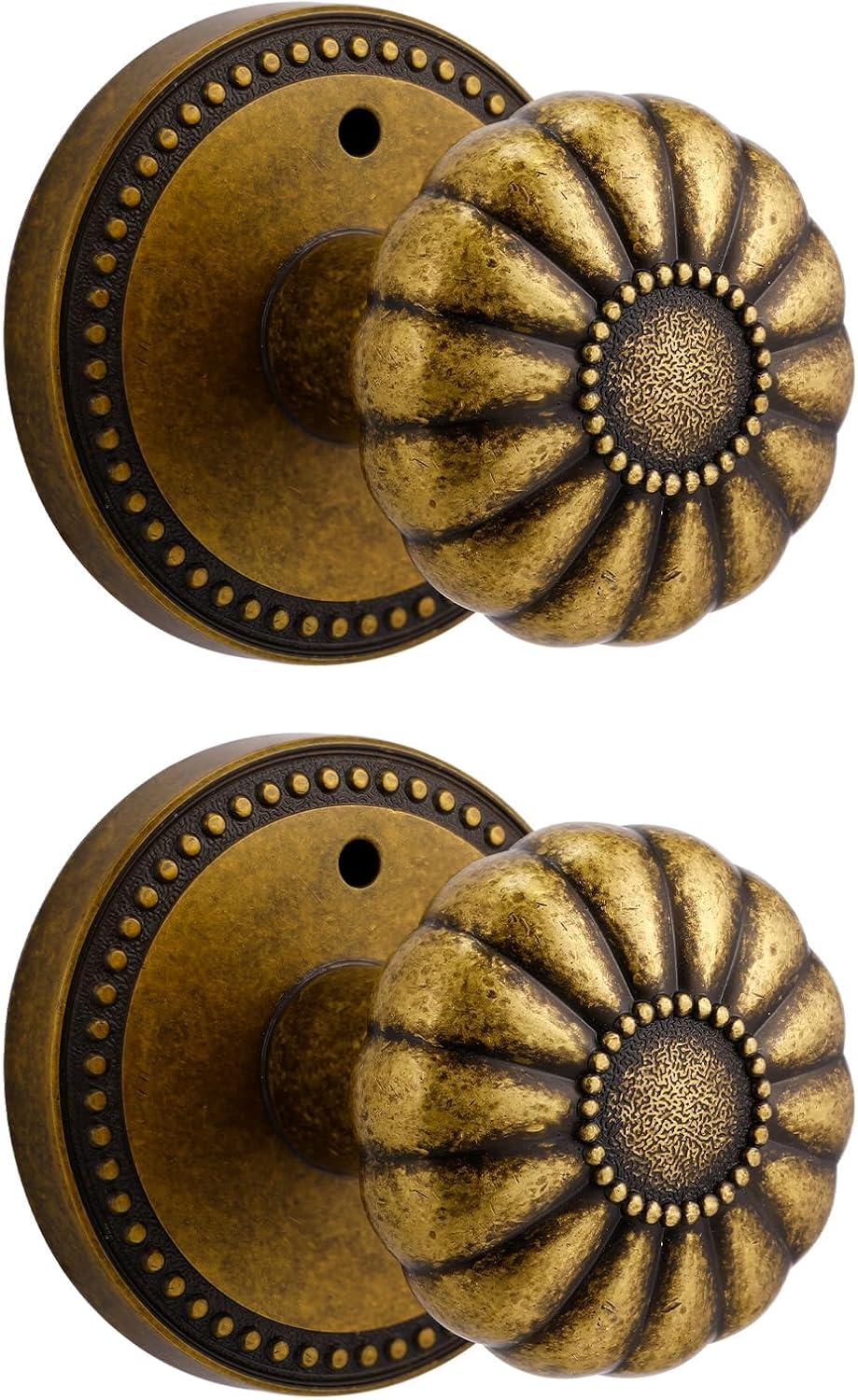 Antique Brass Door Knobs with Privacy Lock for Bedroom and Bathroom