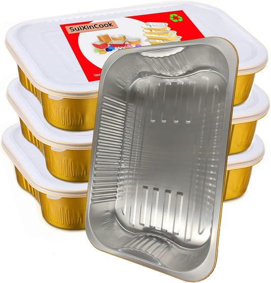 Gold Aluminum Foil Baking Pans with Lids for Versatile Cooking