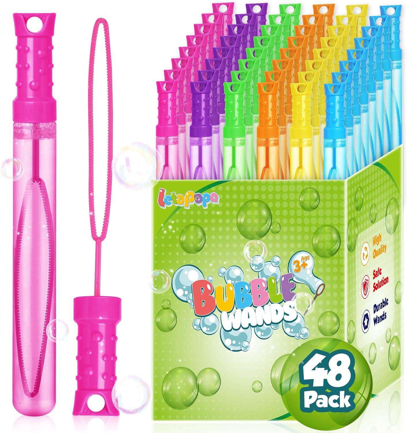 Letapapa Bubble Wands 48 Pcs Colorful Fun for Kids