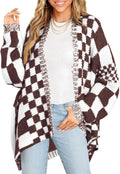 Checkered Sweater Color Block Plaid Cardigan - Cozy Oversized Knit