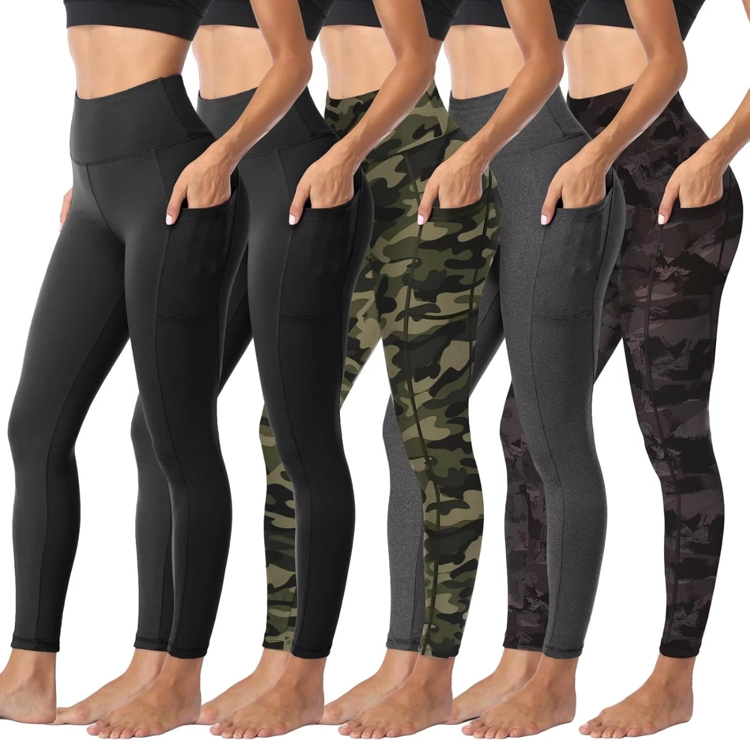 Sundwudu Leggings with Pockets for Women - Tummy Control Fit
