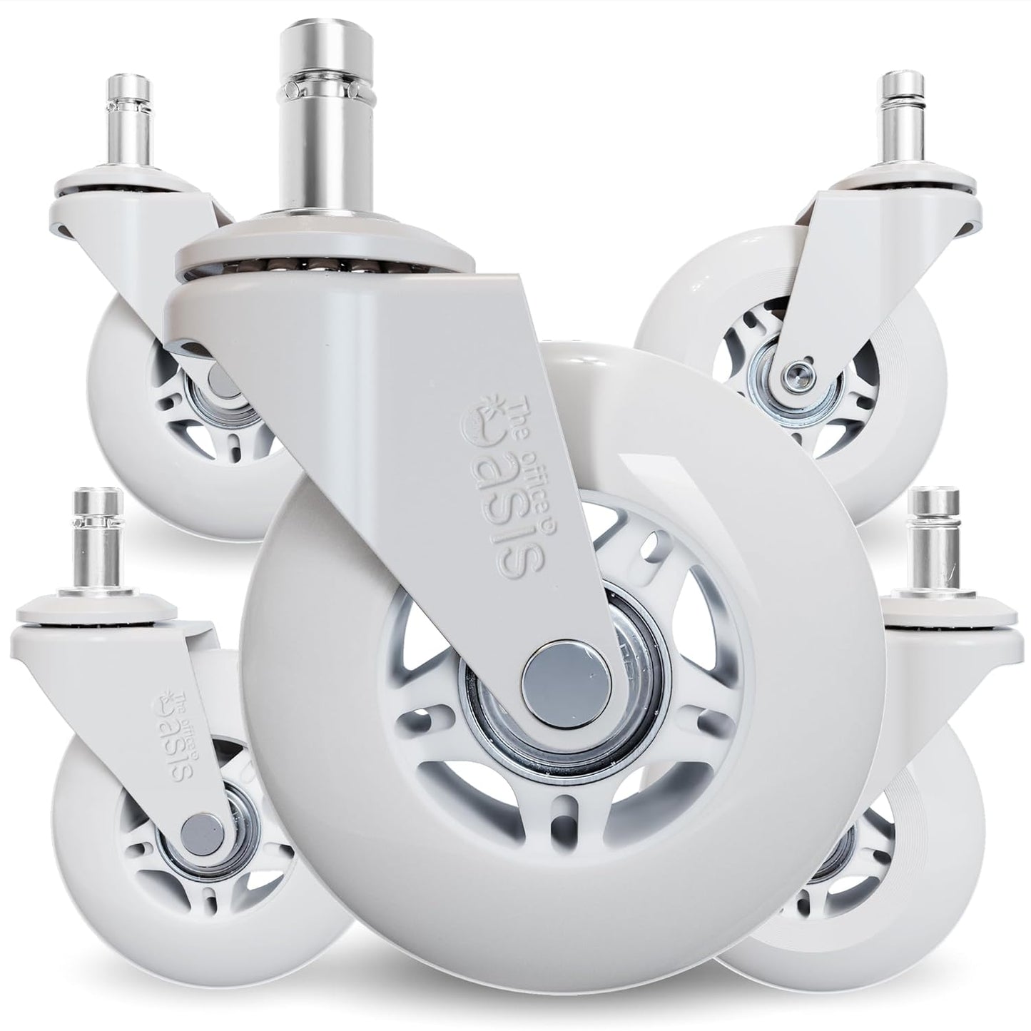 Smooth Roller Style Office Chair Wheels for All Floors - Set of 5