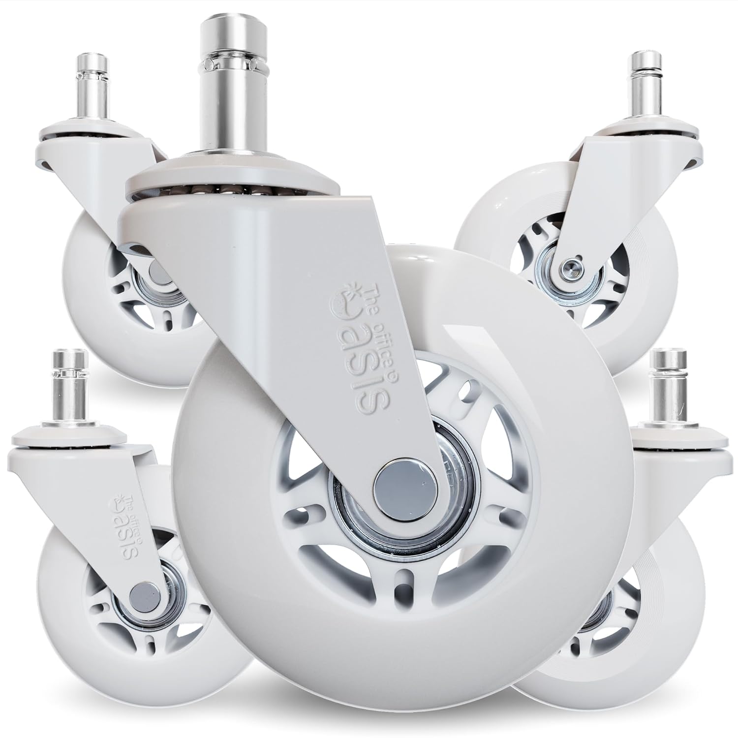 Smooth Roller Style Office Chair Wheels for All Floors - Set of 5