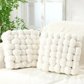 Knot Pillows 2-Pack Cream White Lambswool - Soft Knotted Throw