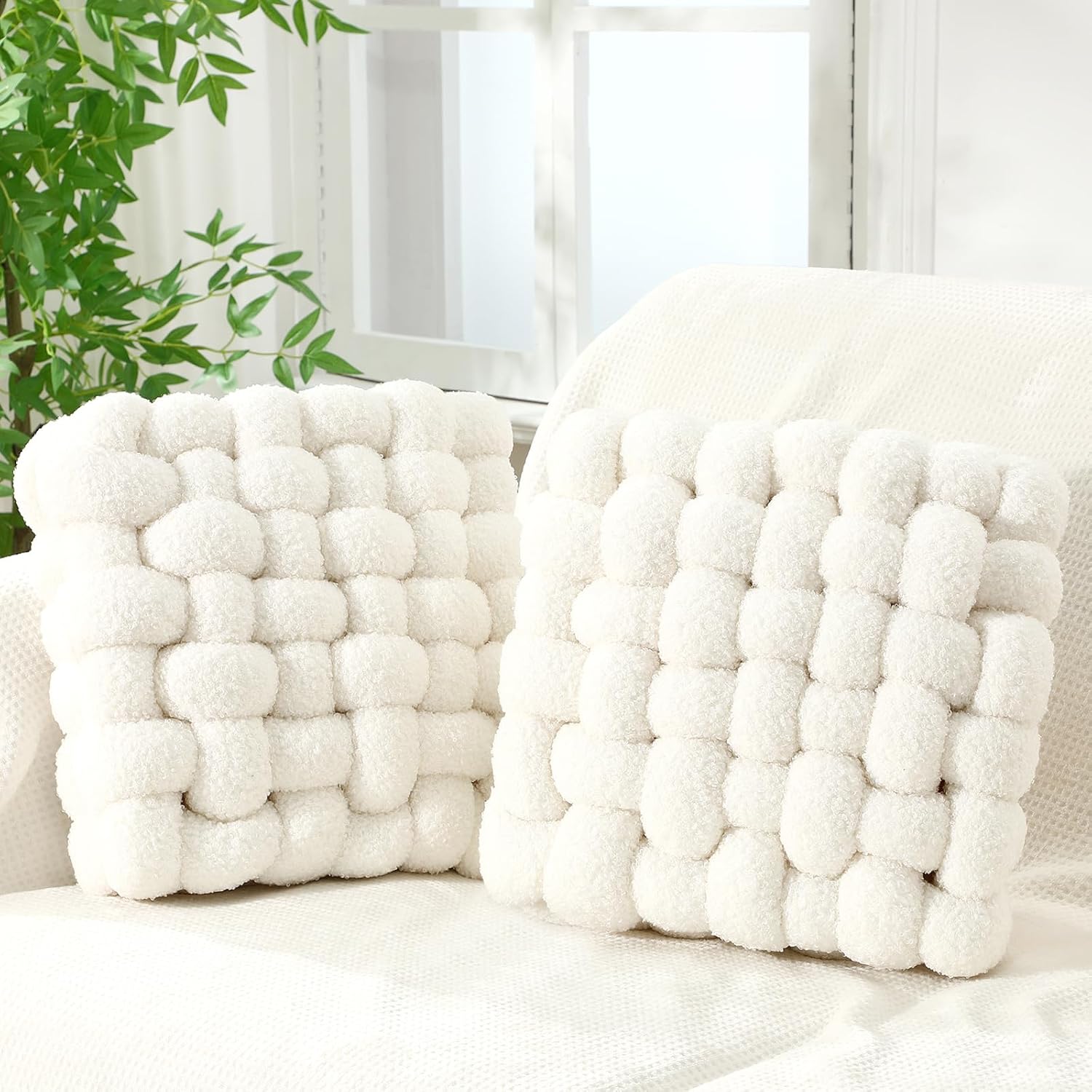 Wenqik Knot Pillows 2 Pcs Soft Accent Cushions for Home Decor