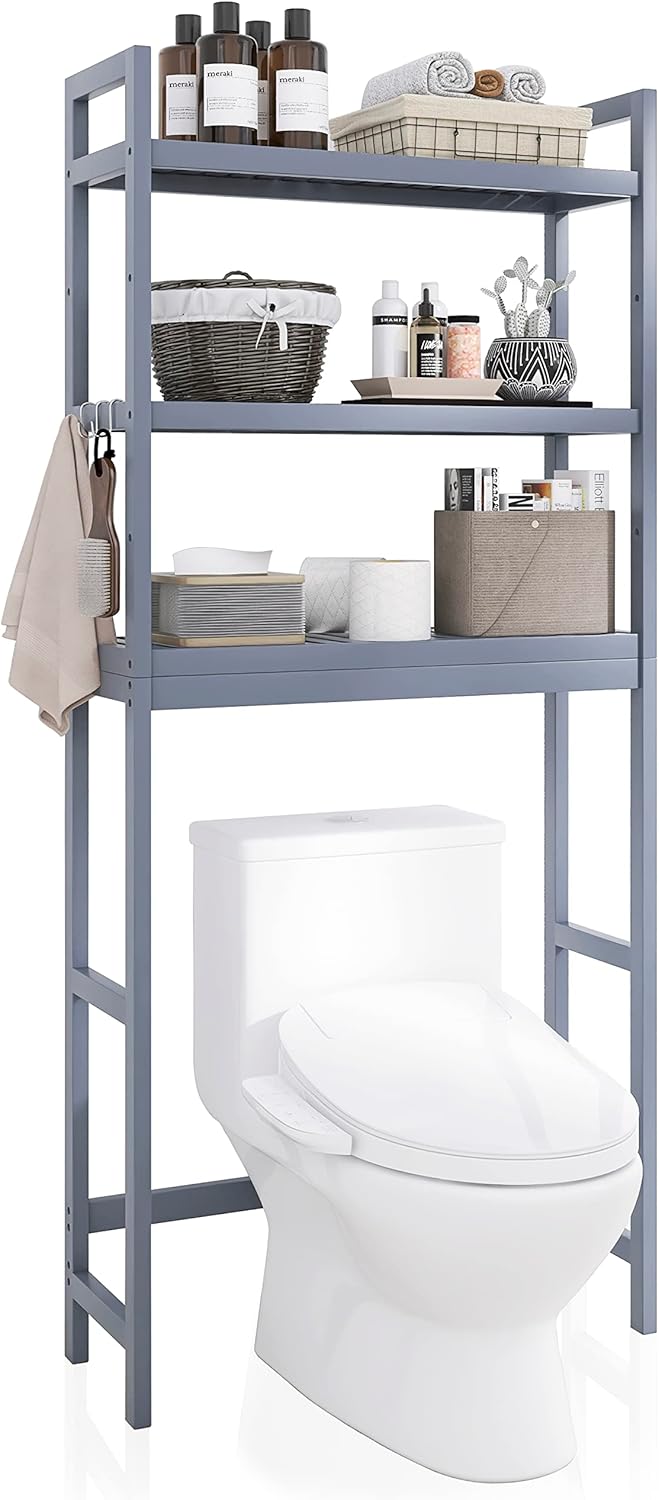 SMIBUY Bathroom Storage Shelf: Bamboo Over-The-Toilet Organizer
