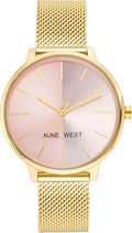 Nine West Women's Mesh Bracelet Watch - Two-Tone Pink Split Dial