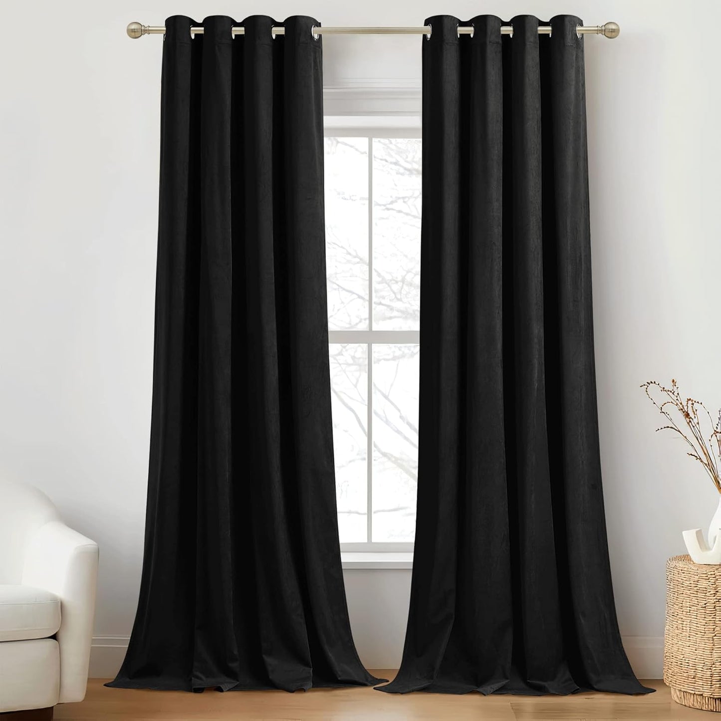 RYB HOME 84 Blackout Velvet Curtains - Energy Saving, Noise Reducing