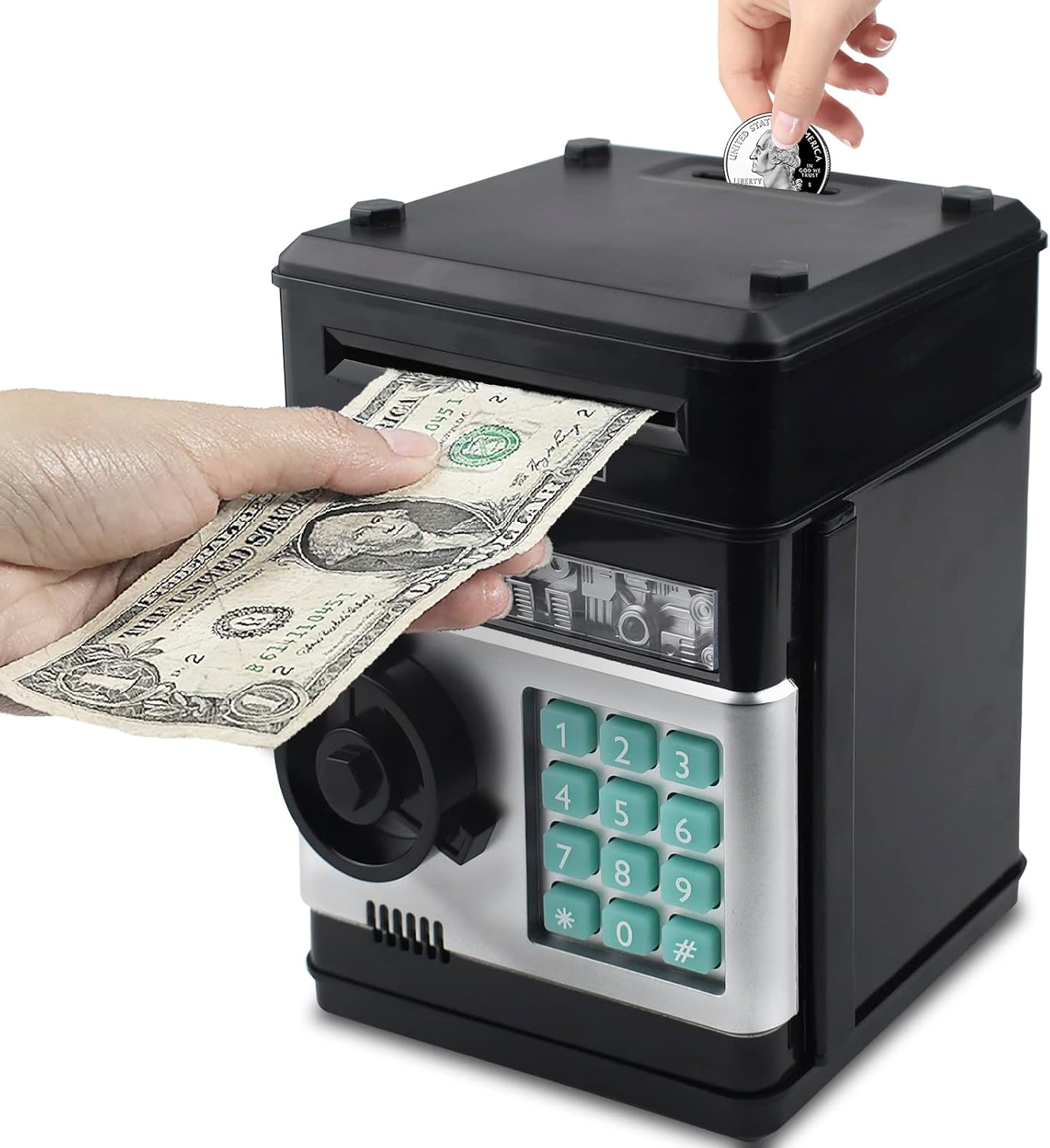HUSAN Electronic Password Code Piggy Bank for Kids - Black