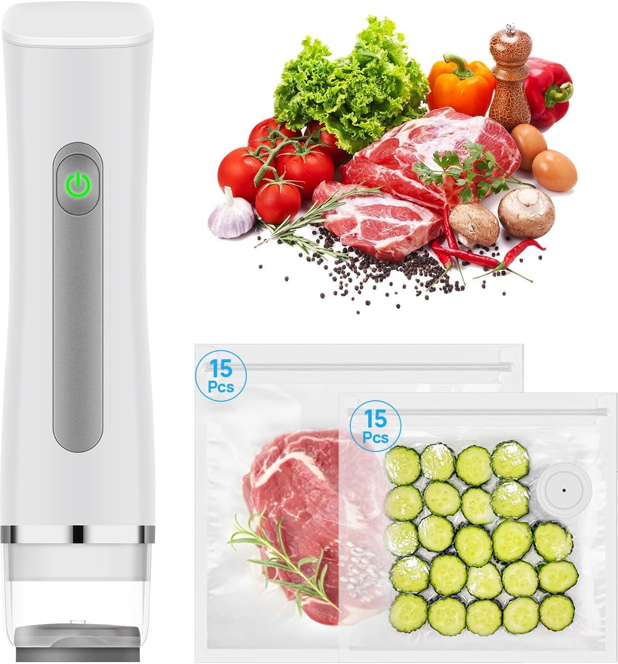 Compact Vacuum Sealer for Food Preservation with 30 Bags
