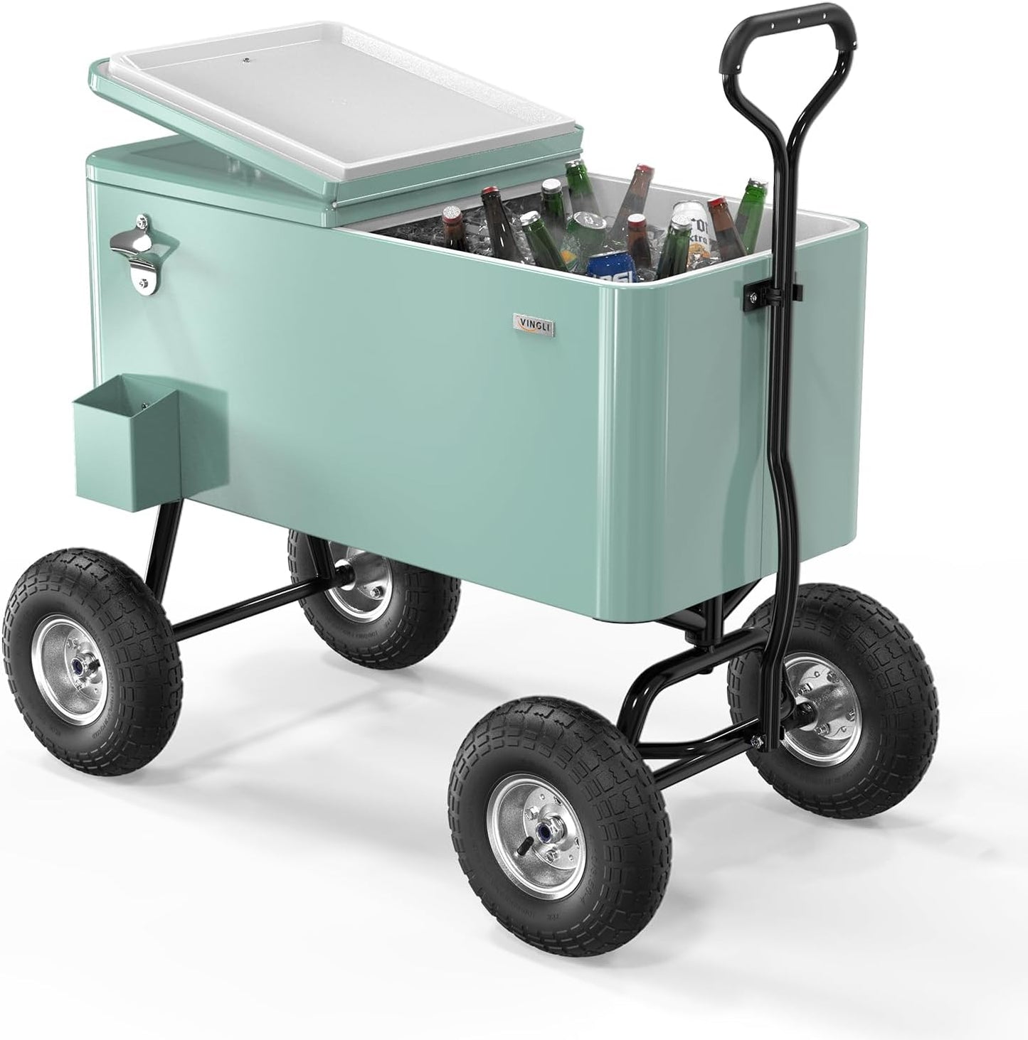 VINGLI 80 Quart Rolling Cooler with Long Handle and 10in Wheels