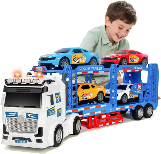 BainGesk Semi Truck Toys Car - Adjustable Double Decker Carrier