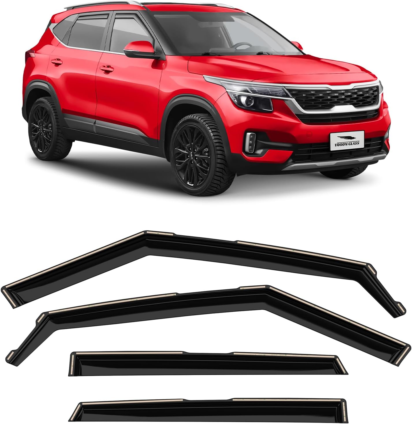 Voron Glass Extra Durable Rain Guards for Kia Seltos 2021-2025