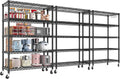 PrimeZone 3 Pack 5 Tier Wire Shelving Rack 36in W x 14in D - Rolling