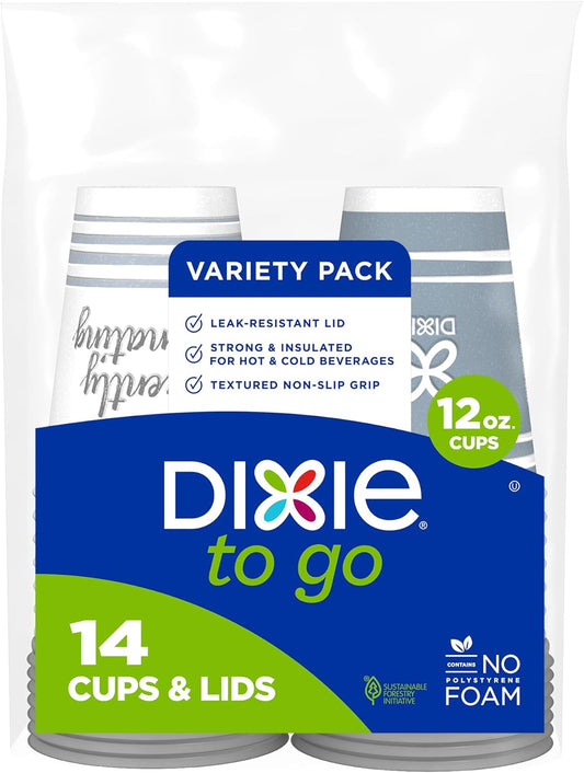 Dixie Medium Coffee Cups 12oz 14ct - On-The-Go Hot Drinks