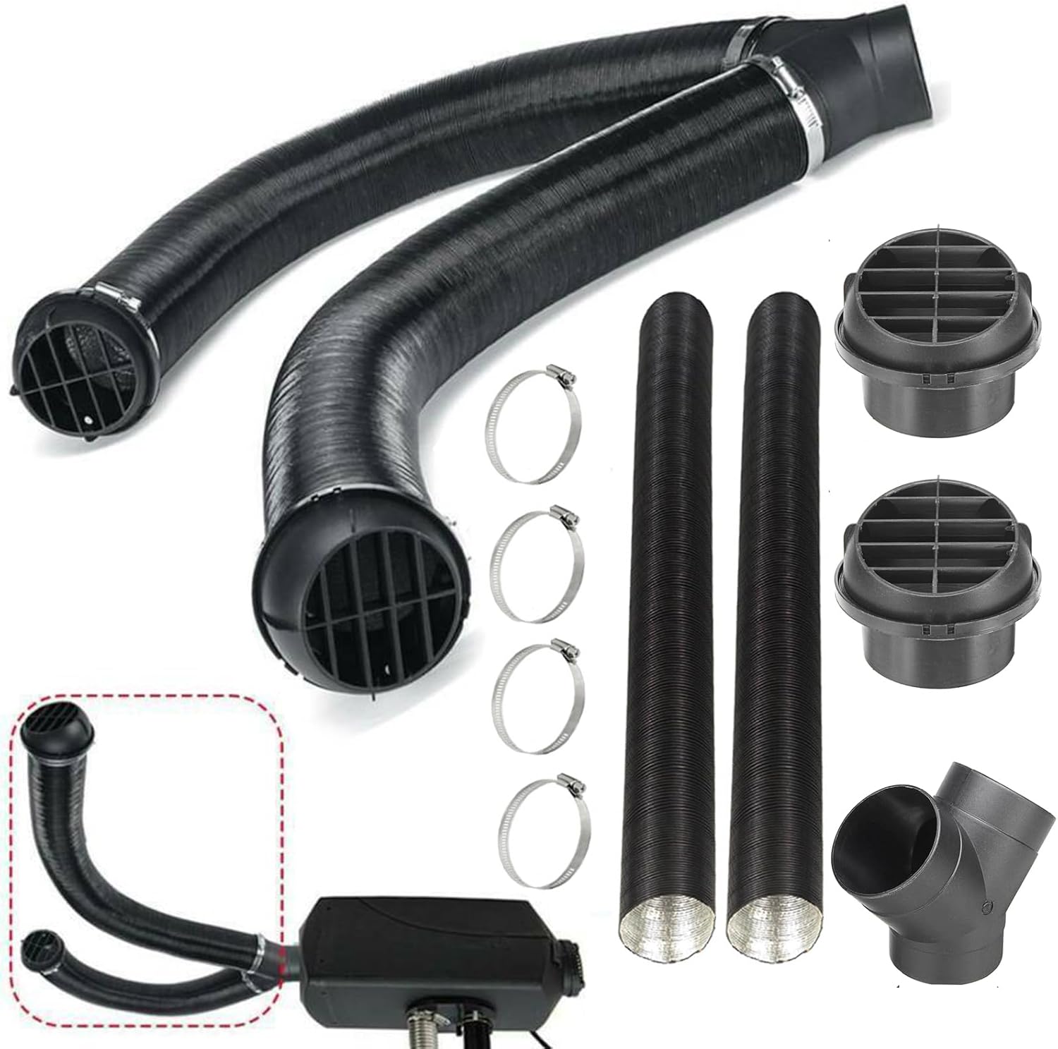 Efficient 75mm Diesel Heater Duct Set