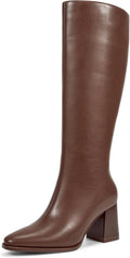 wetskiss Women's Brown Rhinestone Knee High Chunky Boots - Sparkly