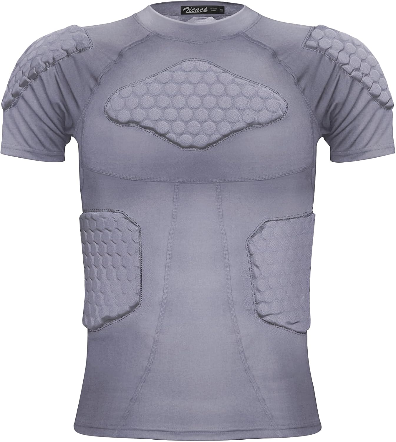 Zicac Men's Sports Shock Rash Guard Compression Padded Shirt