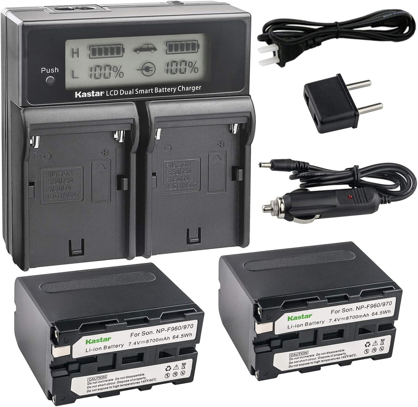 Kastar LCD Dual Fast Charger with 2X Replacement Batteries for Sony