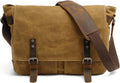 Mens Messenger Bag for 14in Laptop - Waxed Canvas Leather Satchel