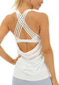 icyzone Women's Open Back Yoga Tank Tops with Built In Bra Clothing