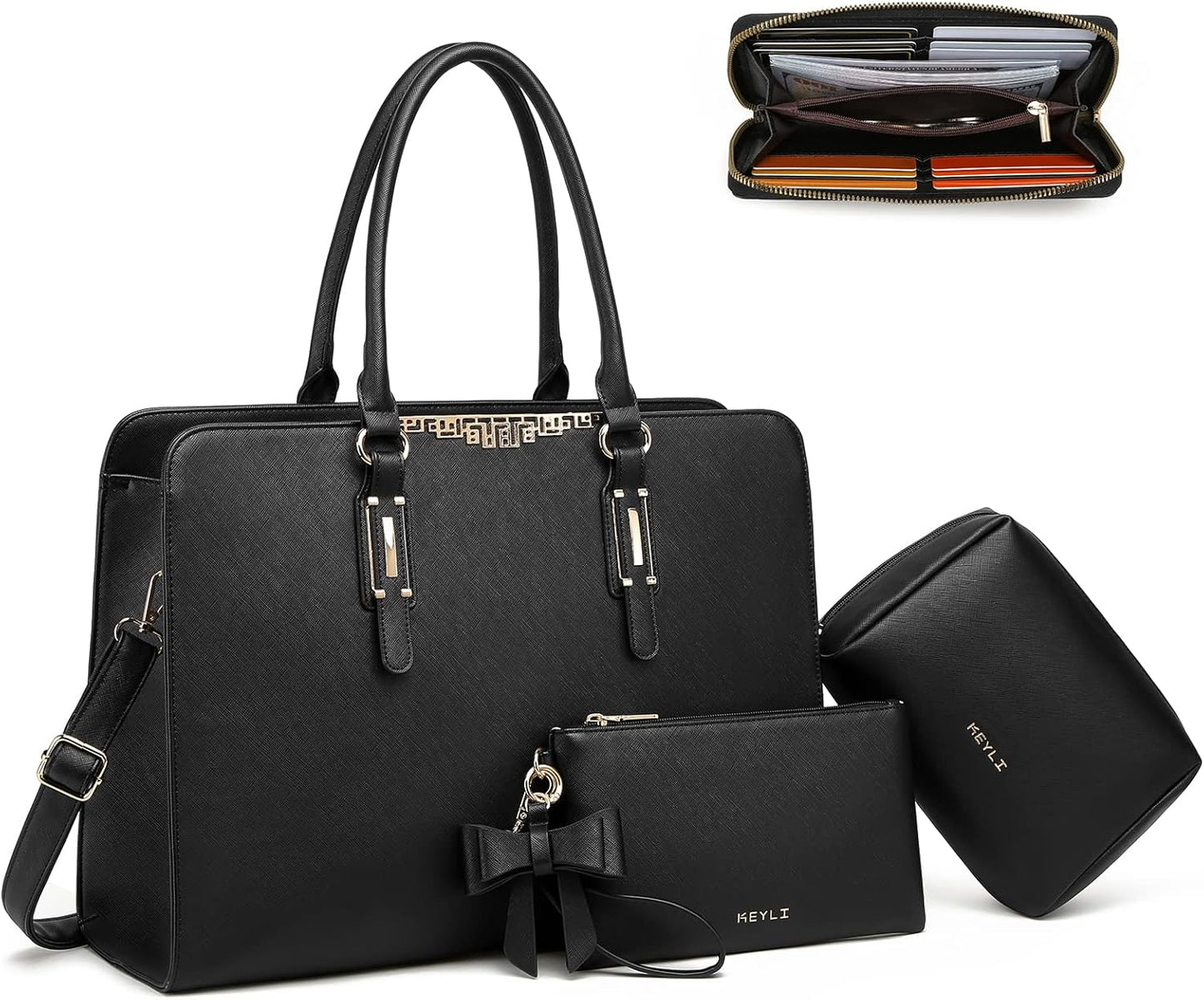 Keyli 4pc Sets Laptop Bag for Women with USB Charging Port