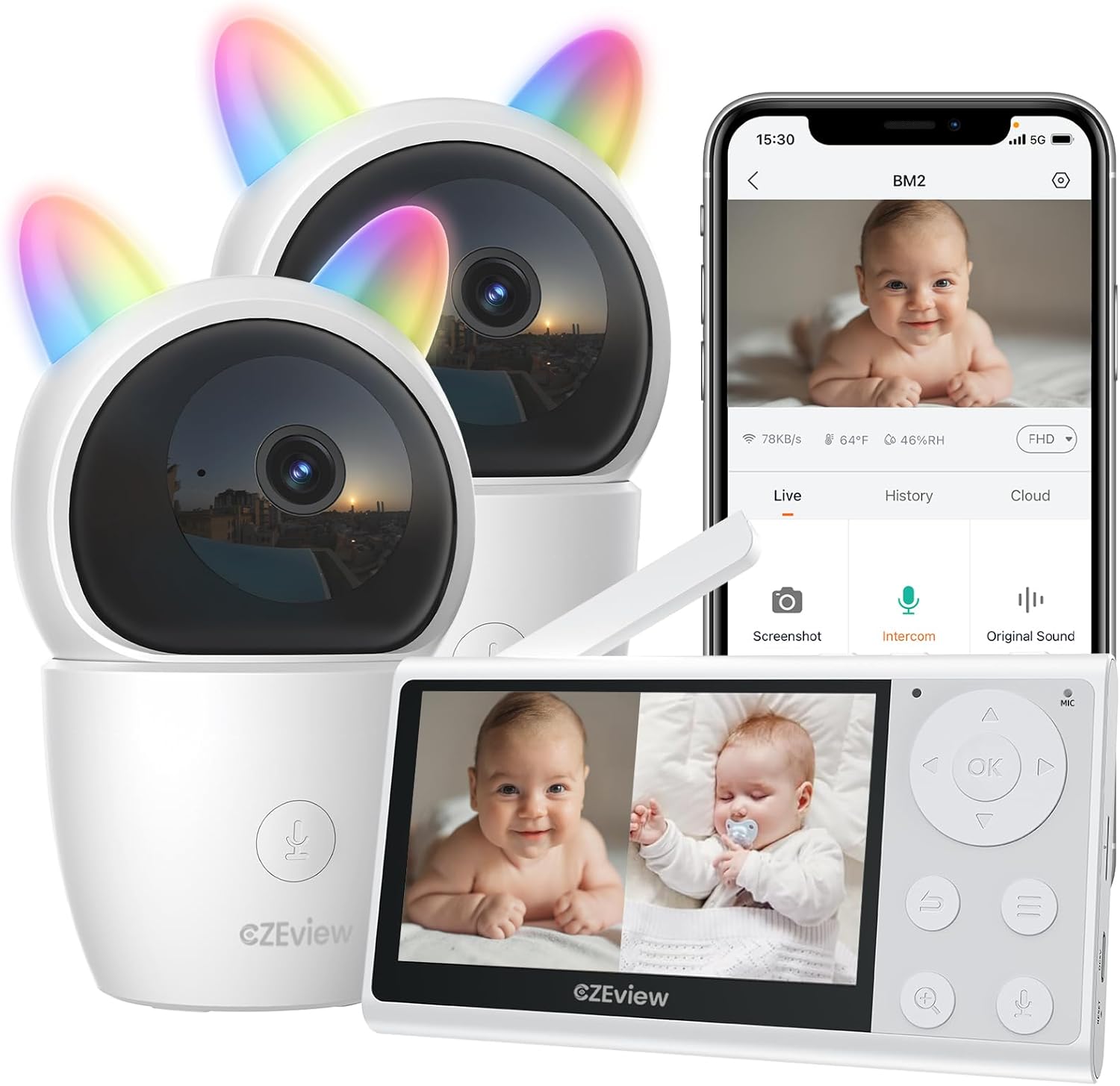 2K WiFi Baby Monitor: Night Vision, Motion Detection, 2-Way Audio