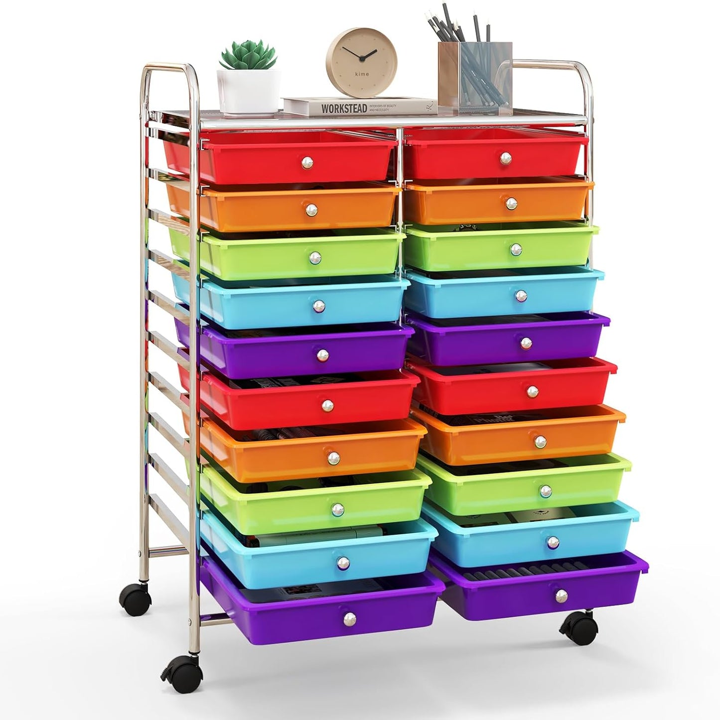 Happygrill 20-Drawer Organizer Cart for Home Office Storage