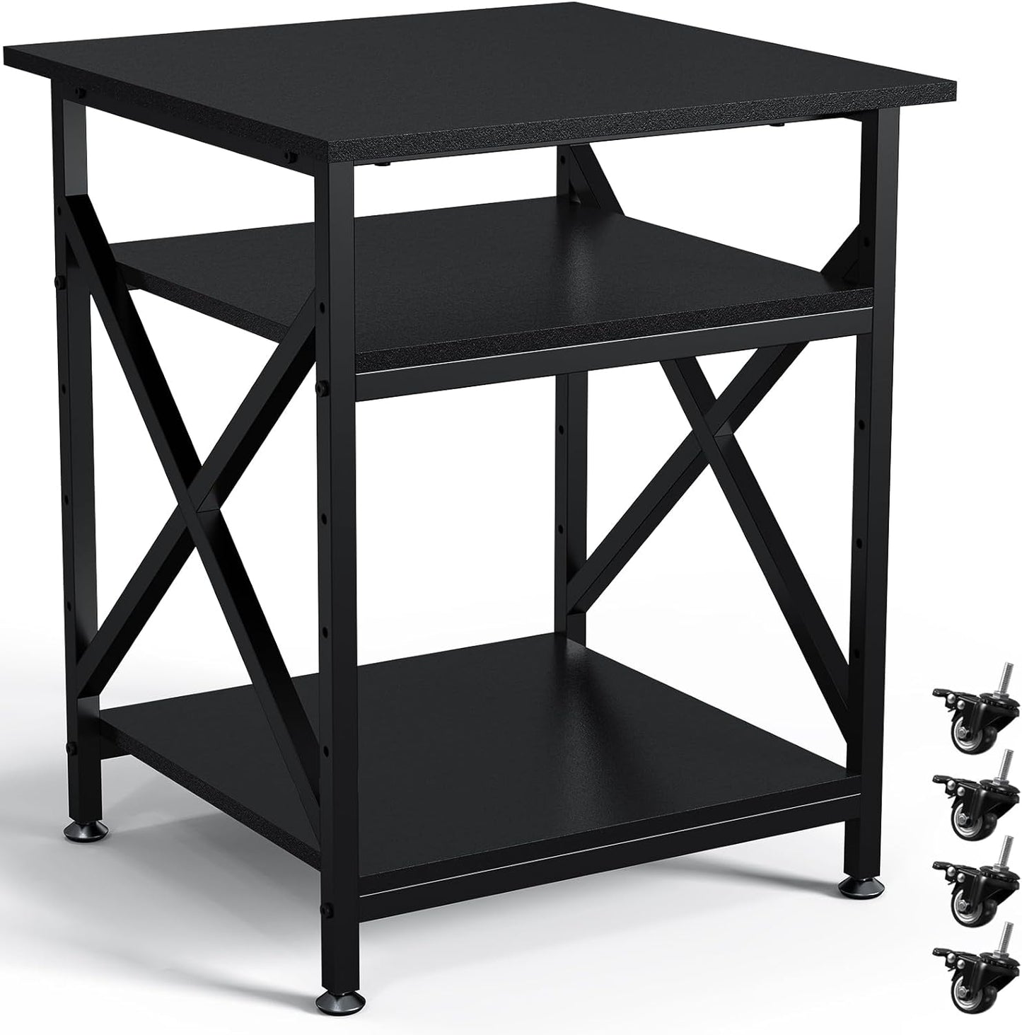 Adjustable 3 Tier Printer Stand on Wheels | Home Office Innovation