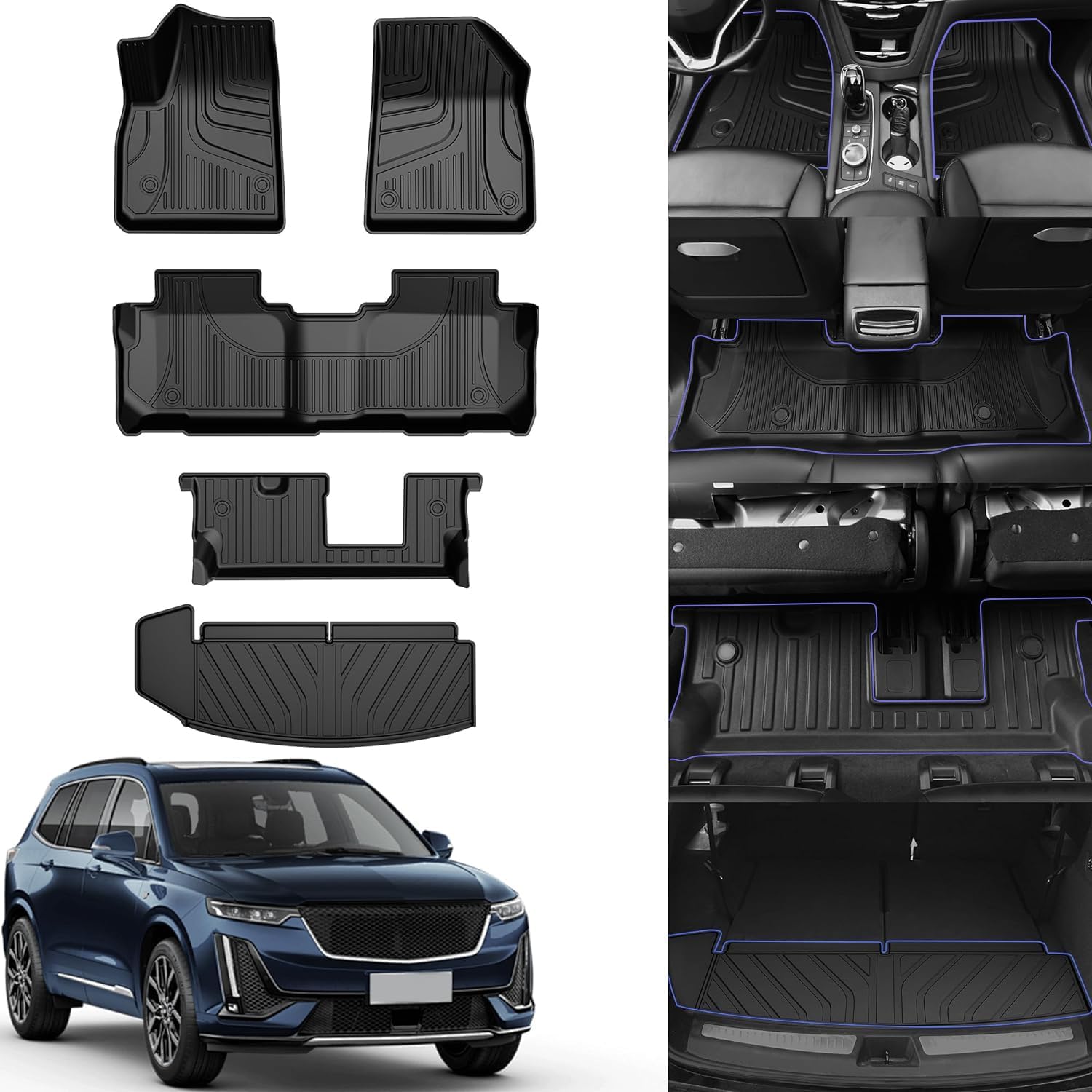 AOMSAZTO Floor Mats for Cadillac XT6 - Heavy Duty All Weather