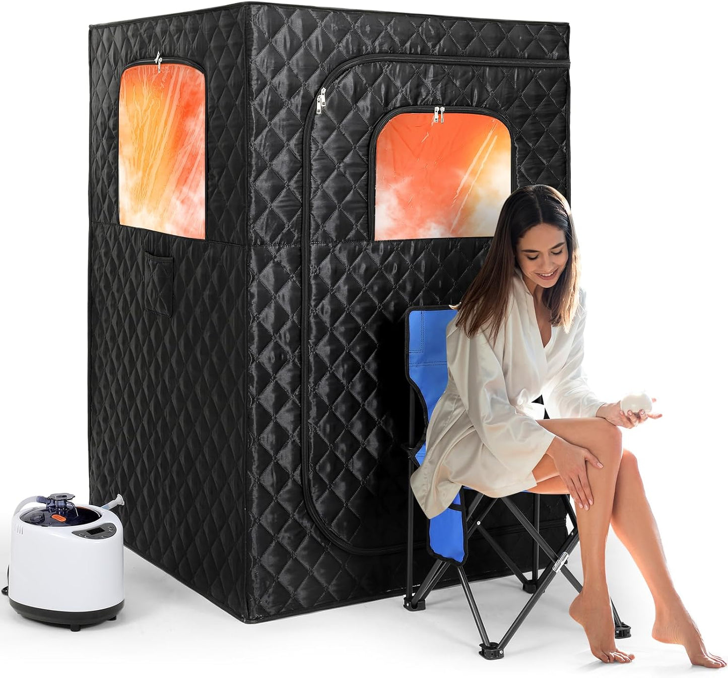 Portable Full Body Sauna Set: 1000W Steam, Timer, Chair