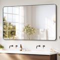 Delma Black Framed Bathroom Vanity Mirror 50x30 in - Clear Reflection