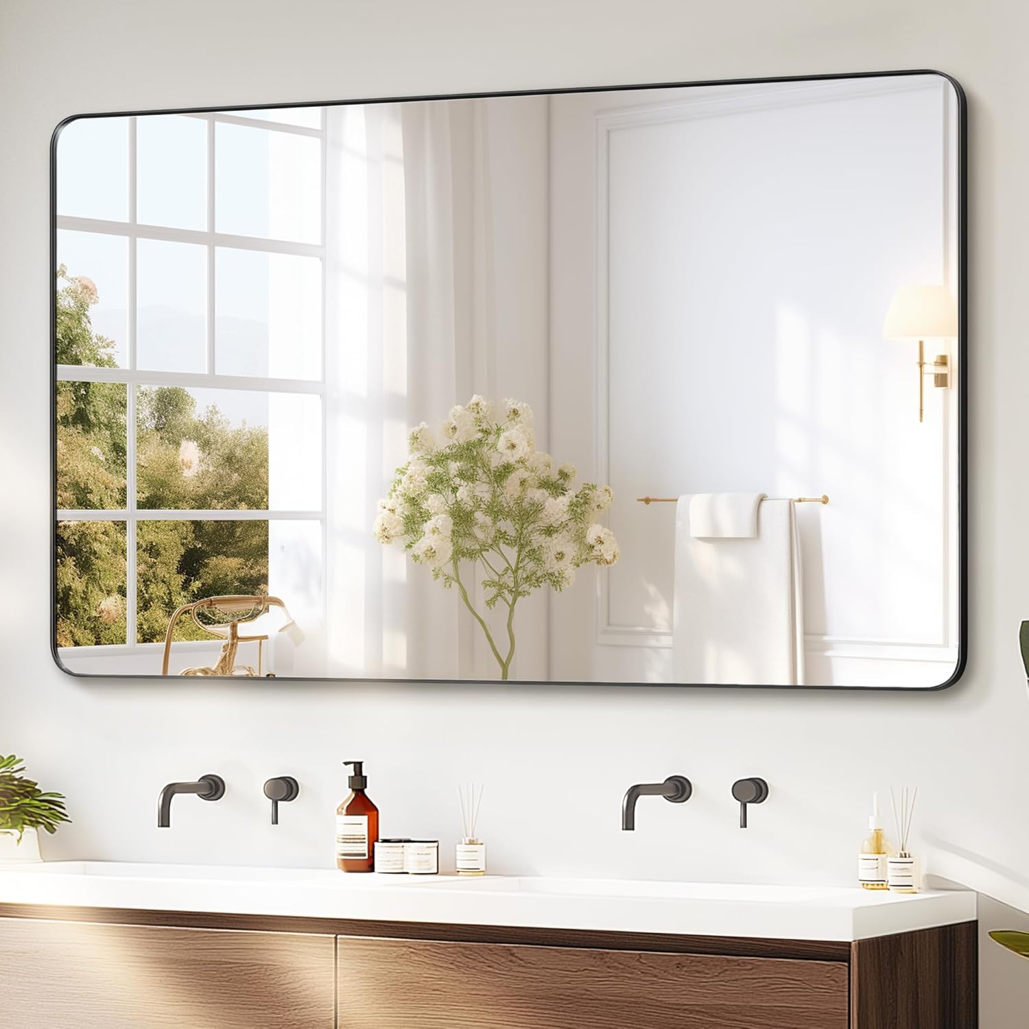 Delma Black Framed Bathroom Vanity Mirror for Modern Decor
