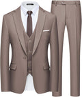 Mens Slim Fit Suit 3-Piece One Button - Cotton Blend Slim Cut