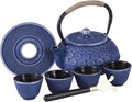 Ufine Blue Floral Cast Iron Teapot Set for Tea Lovers