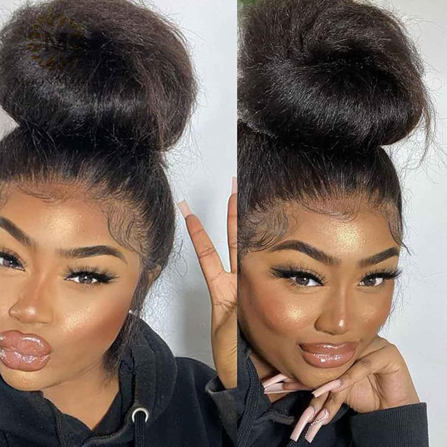 Kinky Straight Human Hair Wig 360 Lace Front for Natural Look