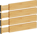 BAMEOS 4 in High Drawer Dividers Bamboo Expandable Organizers - 4-Pack