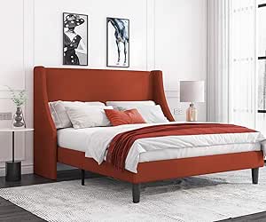 Allewie Full Size Bed Frame with Upholstered Headboard Design