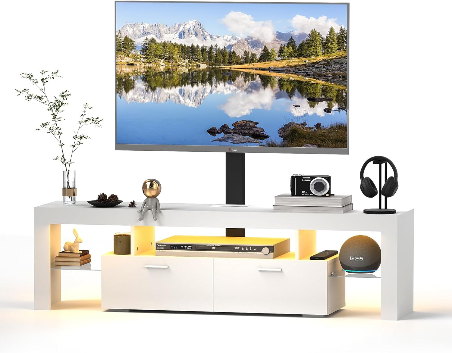 Redkey TV Stand with RGB Light - Double Cabinet