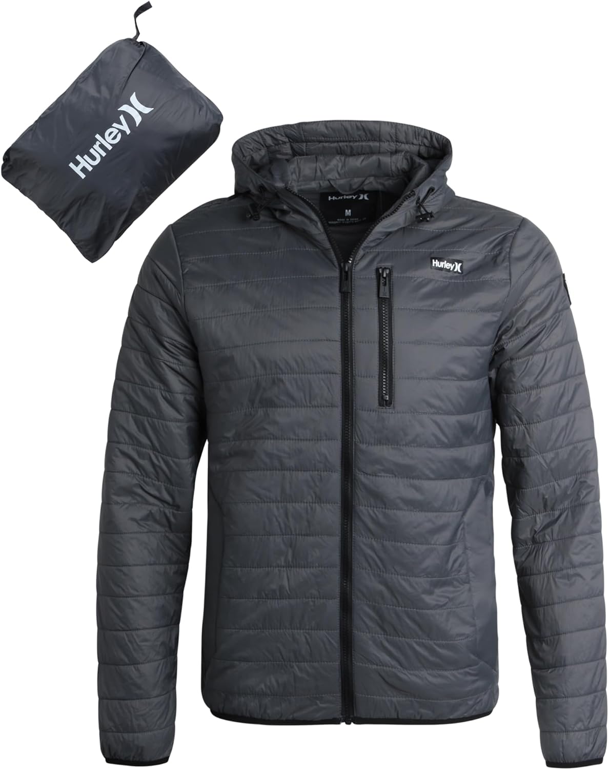 Hurley Mens Puffer Jacket - Lightweight Packable Insulated Coat